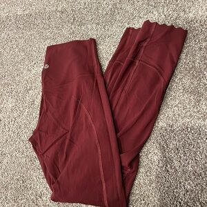 Burgundy Lululemon Scallop Bottom  Leggings